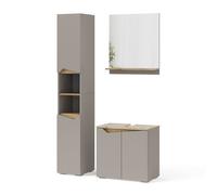 Vicco Meubles bain Marelle, Grège, 3 pièces, avec armoire haute Grège