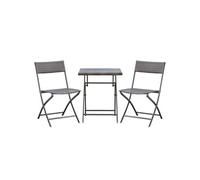 Outsunny Ensemble meubles de jardin design table carré et chaises pliables résine tressée 4 fils métal noir