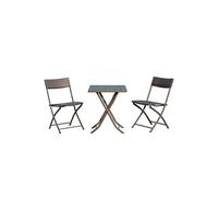 Outsunny Ensemble Meubles de Jardin Design Table carré et chaises Pliables résine tressée Imitation rotin Marron