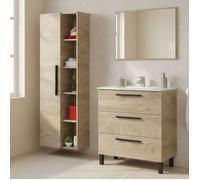 Ensemble Meubles de Salle de Bain Rosate Dmora, en Bois Mélaminé Chêne Marron