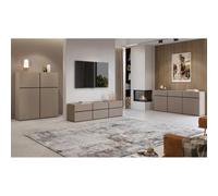 Ensemble Meubles de Salon Havana - Buffet Haut, Meuble TV, Buffet Bas - Design Moderne Beige et Noir
