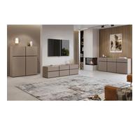 Ensemble meubles de salon HAVANA - Buffet haut, meuble TV, buffet bas - Design moderne beige et noir