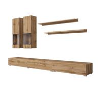 Ensemble Meubles de Salon Ramos - Chêne doré et Noir - Design Contemporain sans LED