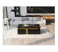 Ensemble meubles de salon, table basse et meuble TV, en panneaux de particules, noir-HAUSS SPOLE