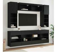 Ensemble meubles de salon Vidaxl Ensemble de meuble TV mural 6 pcs Chêne Noir Bois d'ingénierie
