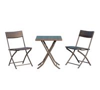 Outsunny Ensemble Meubles de Jardin Design Table carré et chaises Pliables résine tressée Imitation rotin Marron