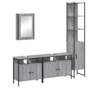 Ensemble Meubles Salle de Bain 4 pcs Sonoma Gris Bois d'ingénierie avec Armoire Miroir, Meuble lavabo, Armoire Haute, Rangement spacieux et Design Peu encombrant pour Salle de Bain Moderne