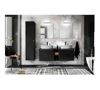Ensemble Meubles Salle de Bain - OTITEC - Bold Black - 140 cm - 2 Vasques - 2 Miroirs LED