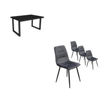 Ensemble Meubles, Table à manger, 140x90x75cm, Noir, Lot de 4 chaises de salle à manger