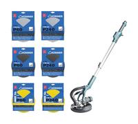 Ensemble : meuleuse 650W giraffe et 18 pcs mix grille abrasive, SOFT, multi diamètre 225 mm 60,240