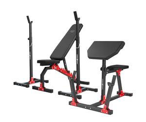 Ensemble MH9 | Banc de musculation MH-L114 + supports pour barres MH-S201 + banc à biceps MH-L105 - Marbo Sport