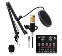 Ensemble Microphone à condensateur BM-800 avec Bras articulé réglable, Suspension Antichoc en métal et Filtre Anti-Pop Double Couche pour podcasts, Jeux vidéo, vidéos Youtube, Streaming