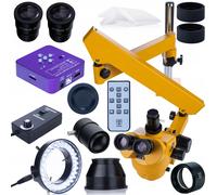 Microscope trinoculaire 7-45x sur bras articulé avec caméra 4K 51 MP + lentille