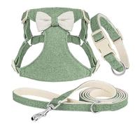 Ensemble Mignon De Harnais Et De Laisse pour Petit Chien avec Nœud Papillon, Doux Et Confortable, Collier pour Animaux De Compagnie À Dégagement Rapide, Gilet Respirant pour Chiens De Petite Et M