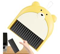 Ensemble mini balai et pelle à poussière,Ensemble mini pelle et brosse,Pelle à poussière compacte et balai à main - de à de de bureau, motif d'ours de dessin animé, nett