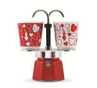 Bialetti Set Mini Express Moka avec 2 tasses cœur 90 ml