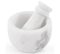 Ensemble Mini Mortier et Pilon en Marbre blanc Fait Main 3" | Bol Broyeur et Presse-Ail, Petit Ensemble Mortier et Pilon pour Cuisine Broyeur d’Herbes et d’Épices