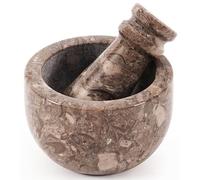 Ensemble Mini Mortier et Pilon en Marbre Oceanic Fait Main 3" | Bol Broyeur et Presse-Ail, Petit Ensemble Mortier et Pilon pour Cuisine Broyeur d’Herbes et d’Épices