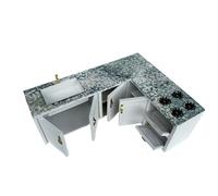 Ensemble miniature de cuisinière de cuisine évier pour les amateurs de poupées échelle 1/12 et scène de collection accessoire d'affichage miniature armoire de cuisine en bois