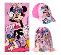 Ensemble Minnie Mouse pour la Plage et la Piscine : Serviette, Bonnet et Sac à Dos - Ensemble Minnie Mouse pour Enfants avec Bonnet, Serviette et Sac, d'été Complet pour garçons et Filles