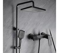 Ensemble Mitigeur Bain-Douche Robinetterie Effet Pluie Flexible de Douche de 150 Cm Robinetterie Murale Ensemble Mitigeur Noir