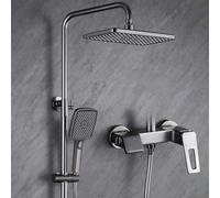 Ensemble Mitigeur Bain-Douche Robinetterie Effet Pluie Flexible de Douche de 150 Cm Robinetterie Murale Ensemble Mitigeur Gris