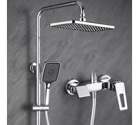 Ensemble Mitigeur Bain-Douche Robinetterie Effet Pluie Flexible de Douche de 150 Cm Robinetterie Murale à Poignée Unique Finition Chromée