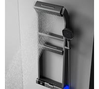Ensemble mitigeur de douche avec écran numérique LED, ensemble pluie et douchette à main, panneau de contrôle de salle de bain avec étagère pour rénovation moderne