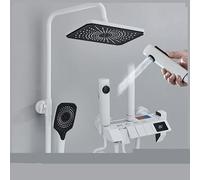 Ensemble mitigeur de Douche numérique - Écran LCD Blanc, Robinet de Douche Effet Pluie Eau Chaude/Eau Froide, Robinet de Salle de Bain 4 Voies pour Un Confort et Un contr