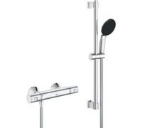 Ensemble mitigeur de douche thermostatique + douchette + flexible et barre, chrome, Grohe Start