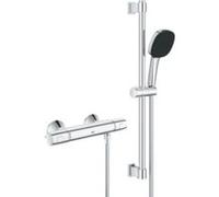 Ensemble mitigeur de douche thermostatique + douchette + flexible et barre, chrome, Grohe Trend