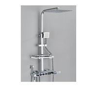 Ensemble mitigeur de douche thermostatique noir/chrome, affichage numérique, système de douche à effet de pluie, robinet de bain, contrôle thermostatique, kit de douche complet pour salles de bains