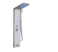 Ensemble mitigeur de douche thermostatique noir mat avec panneau de douche à LED cascade, colonne de douche, colonne de douche à double poignée (6004 doré 1)