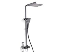 Ensemble mitigeur de douche thermostatique, système de douche à effet pluie réglable avec douchette à main à 3 fonctions et robinet de bidet, ensemble de robinet de douche mural, style carré (style
