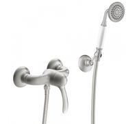 Ensemble Mitigeur douche, Douchette anticalcaire avec support orientable et Flexible Acier TRES CLASSIC - TRES 24216701AC