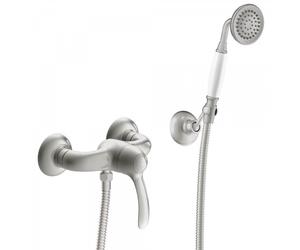 Ensemble Mitigeur douche, Douchette anticalcaire avec support orientable et Flexible Acier TRES CLASSIC - TRES 24216701AC