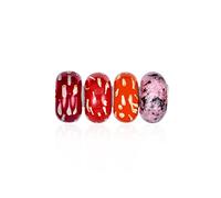 Ensemble Mixte De 4 Paquets 925 Sterling Silver Core Shades Of Red Orange Rose Verre De Murano Or Peinture Splatter Charme Perle Spacer Fits Bracelet Européen Pour Les Femmes Teen