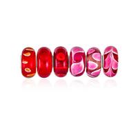 Ensemble Mixte De 6 Ensembles 925 Sterling Silver Core Translucide Shades Of Red Pink Verre De Murano Tourbillon Fleur Charme Perle Spacer Fits Bracelet Européen Pour Les Femmes Teen