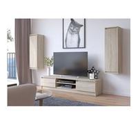 Ensemble mobiler pour le salon AKORD presentoir + meuble TV Chêne Sonoma 240 cm 4 portes façade Chêne Sonoma 8 étagères 240x40x140 cm Chêne Sonoma G