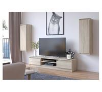 Ensemble mobiler pour le salon presentoir + meuble TV Chêne Sonoma 240 cm 4 portes façade Chêne Sonoma 8 étagères 240x40x140 cm