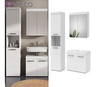 Vicco Ensemble de meubles de salle de bain Luna, 3 pièces, avec armoire haute, Blanc