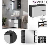 Ensemble mobilier de salle de bains 1 J-shape anthracite blanc Vicco