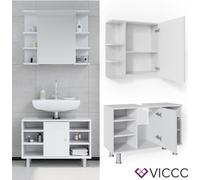 Vicco Ensemble de meubles de salle de bain Fynn, 2 pièces, armoire basse 80 cm, Blanc