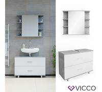 Vicco Ensemble de meubles de salle de bain Ilias, 2 parties, Béton/Blanc