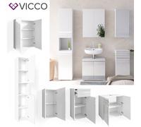 Vicco Ensemble de meubles de salle de bain Fredd, 5 pièces, Blanc Haute brillance