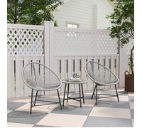 Ensemble mobilier jardin,3 pièces,2 chaises rotin synthétique,table verre,structure acier,gris