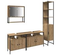 Ensemble mobilier Salle de Bain 4 pcs chêne Artisanal Bois d'ingénierie avec Cabinet Miroir et Meuble sous lavabo Design Moderne et Rangement spacieux pour Usage intérieur