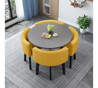 Ensemble moderne de 4 pièces en bois avec chaises rondes/carrées, ensemble de salle à manger table de réception et chaise combo parfait pour les réunions et les conférences