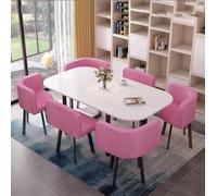 Ensemble moderne de 7 pièces avec table à manger ronde et 6 chaises, idéal pour petit bureau ou salle de conférence, meubles élégants pour cuisine, salon ou salle de réunion, table pour 12 personnes