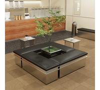 Ensemble Moderne De Banc Et De Tabourets De Café en Acier Inoxydable, Sièges De Zone D'attente Industrielle Minimaliste for Les Magasins De Thé Au Lait, Canapé Long(A)